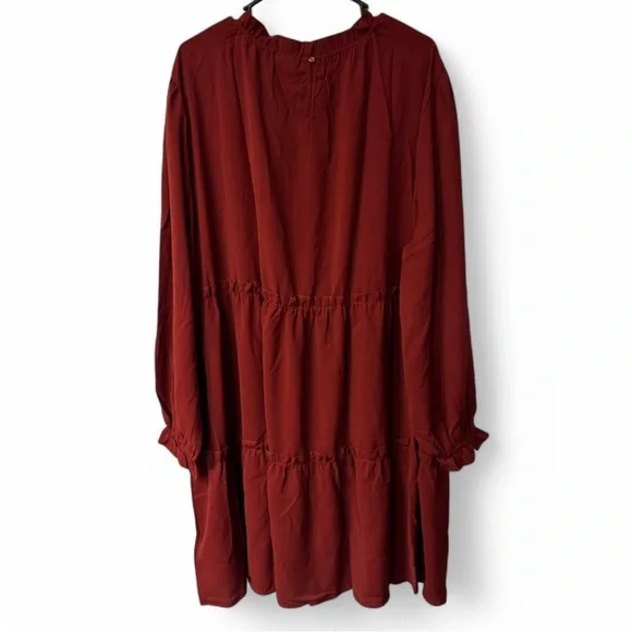 LuLaRoe Red Annabelle Ruffle Tiered Long Sleeve Boho Peasant Dress Size 3XL NWT - Picture 2 of 6